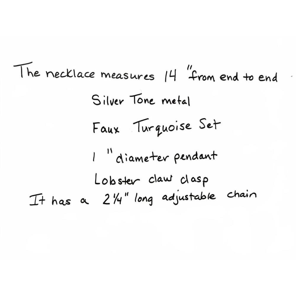 Southwest Silver and Turquoise Sunburst Pendant Necklace on Brown Cord - Picture 7 of 7